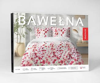 Pościel bawełniana 160x200 Detexpol biała czerwone różowe ostróżki