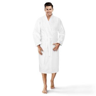 Bawełniany Szlafrok Kimono Gofer Wafel Uniseks Biały