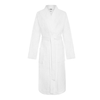 Szlafrok hotelowy gofrowany Kimono wiązany uniseks biały