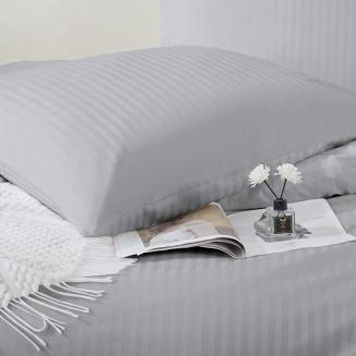 Komplet pościeli adamaszek satyna bawełniana 140x200 jasnoszara