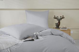 Komplet pościeli adamaszek satyna bawełniana 140x200 jasnoszara