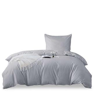 Komplet pościeli adamaszek satyna bawełniana 140x200 jasnoszara