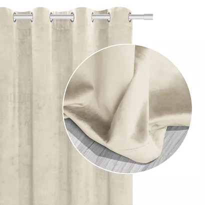 Zasłona gotowa na przelotkach VELVET SOFT 140x250 welurowa kremowa