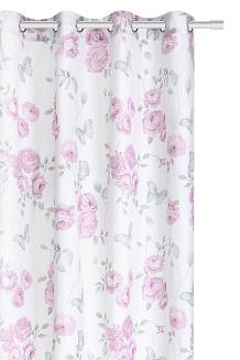 Biała Zasłona Do Salonu W Kwiaty 140x250 CALMIA