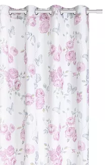 Biała Zasłona Do Salonu W Kwiaty 140x250 CALMIA