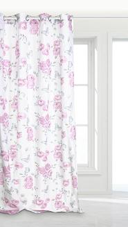 Biała Zasłona Do Salonu W Kwiaty 140x250 CALMIA