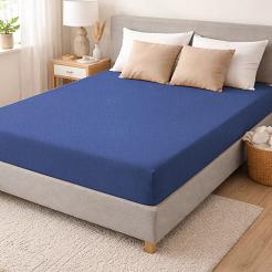 Prześcieradło jersey z gumką 180x200 granatowe