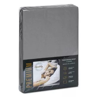 Prześcieradło satynowe z gumką JERS4 220x240x30 Eurofirany stalowy