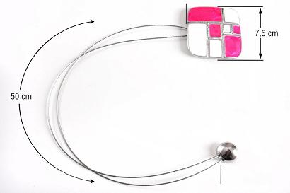 Upinacz dekoracyjny z magnesem METAL-2 biało różowy
