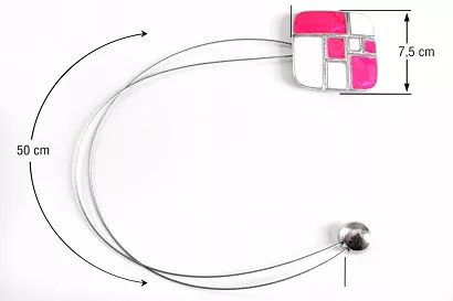 Upinacz dekoracyjny z magnesem METAL-2 biało różowy