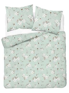 Pościel flanelowa 220x200 miętowa kwiatowy rzucik