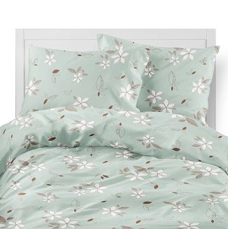 Pościel flanelowa 220x200 miętowa kwiatowy rzucik