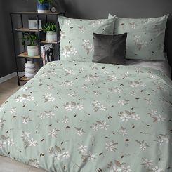 Pościel flanelowa 220x200 miętowa kwiatowy rzucik
