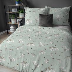 Pościel flanelowa 220x200 miętowa kwiatowy rzucik