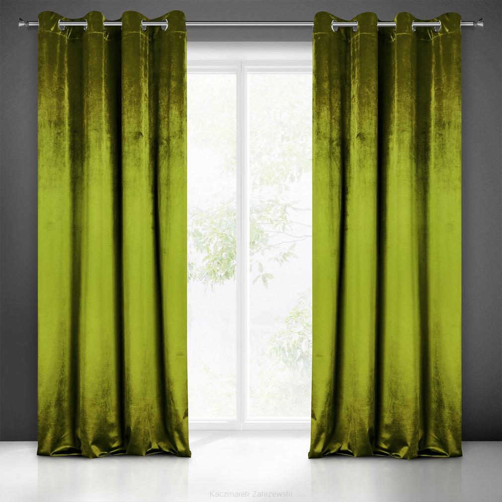 Zasłona gotowa na przelotkach SARAH 140x250 Eurofirany oliwkowy