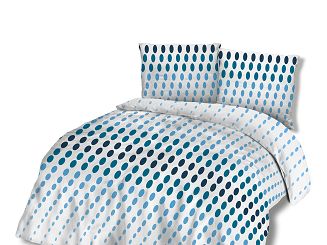 Pościel bawełniana 220x200 COTTONLOVE biała niebieskie kropki