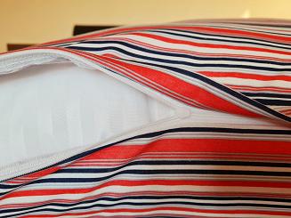 Pościel jersey 160x200 pomarańczowa granatowa kremowa pasy