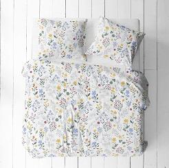 Pościel z kory 220x200 biała żółta niebieska letnia łąka