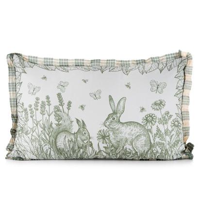 Poszewka dekoracyjna WIOSNA 30x50 Eurofirany kremowa zielona zajączki na łące