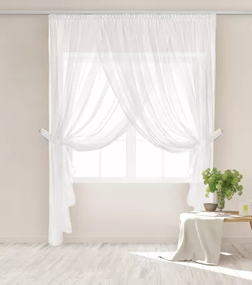 Firana gotowa na taśmie EMPORIO 600x250 biała