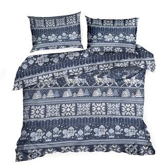 Komplet pościeli świąteczny POS 220x200 Eurofirany granatowy