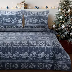 Komplet pościeli świąteczny POS 220x200 Eurofirany granatowy