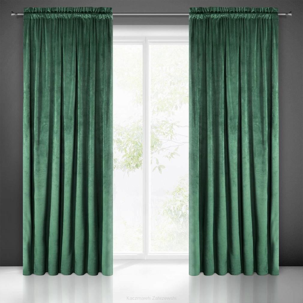 Zasłona gotowa na taśmie MELANIE 140x270 Eurofirany ciemnozielona