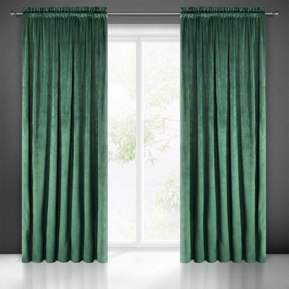 Zasłona gotowa na taśmie MELANIE 140x270 Eurofirany ciemnozielona