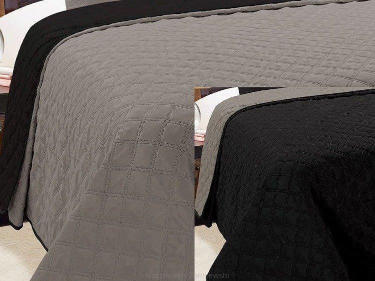 Narzuta dekoracyjna VIGO II 170x210 grafitowa czarna kwadraty