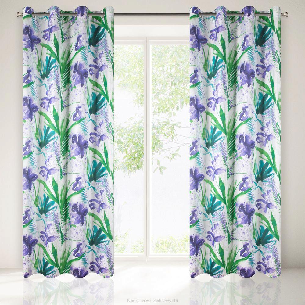 Zasłona gotowa na przelotkach ARIANNA 140x250 Eurofirany fiolet/zieleń