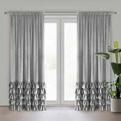 Zasłona gotowa na taśmie CARLI 140x270 Eurofirany srebrny