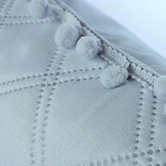 Narzuta dekoracyjna POMPOO 220x240 pikowana z pomponami szara