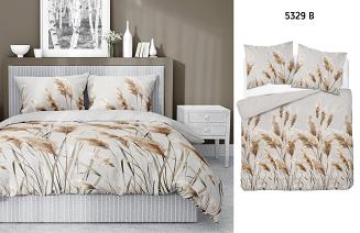 Pościel satynowa 220x200 Detexpol szara beżowa polna trawa