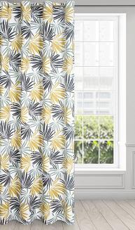 Zasłona gotowa na przelotkach ELINA 140x250 Design91 biały/musztardowy
