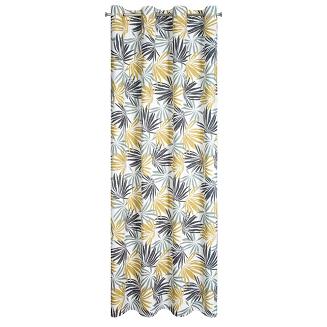 Zasłona gotowa na przelotkach ELINA 140x250 Design91 biały/musztardowy