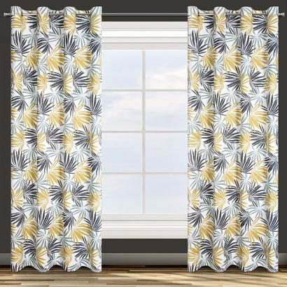 Zasłona gotowa na przelotkach ELINA 140x250 Design91 biało/musztardowa