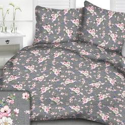 Pościel z kory I 160x200 wzór polne róże na grafitowym tle