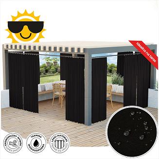 Zasłona gotowa na taśmie GARDENIA 140x240 wodoodporna ogrodowa czarna