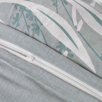 Pościel jersey 200x220 JERSEYLOVE beżowa miętowa biała botaniczny wzór