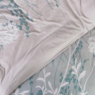 Pościel jersey 200x220 JERSEYLOVE beżowa miętowa biała botaniczny wzór