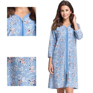 Szlafrok damski LUNA kod 362 kwiaty na błękicie