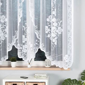 Firanka żakardowa gotowa na żabki FUKSJA 320x160 biała