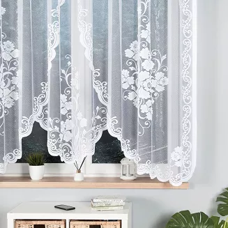 Firanka żakardowa gotowa na żabki FUKSJA 320x160 biała