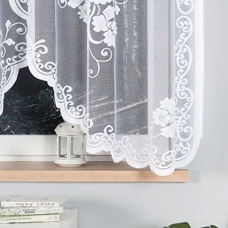 Firanka żakardowa gotowa na żabki FUKSJA 320x160 biała