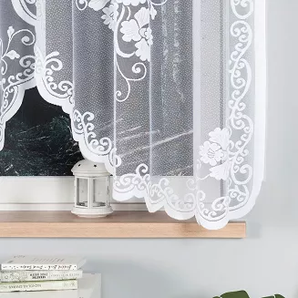 Firanka żakardowa gotowa na żabki FUKSJA 320x160 biała