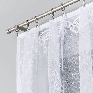 Firanka żakardowa gotowa na żabki FUKSJA 320x160 biała