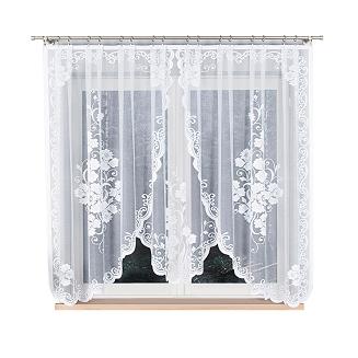 Firanka żakardowa gotowa na żabki FUKSJA 320x160 biała