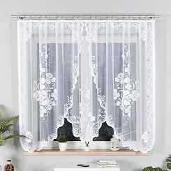 Firanka żakardowa gotowa na żabki FUKSJA 320x160 biała