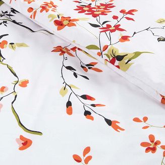 Pościel bawełniana COTTONLOVE 160x200 biała w kolorowe kwiaty