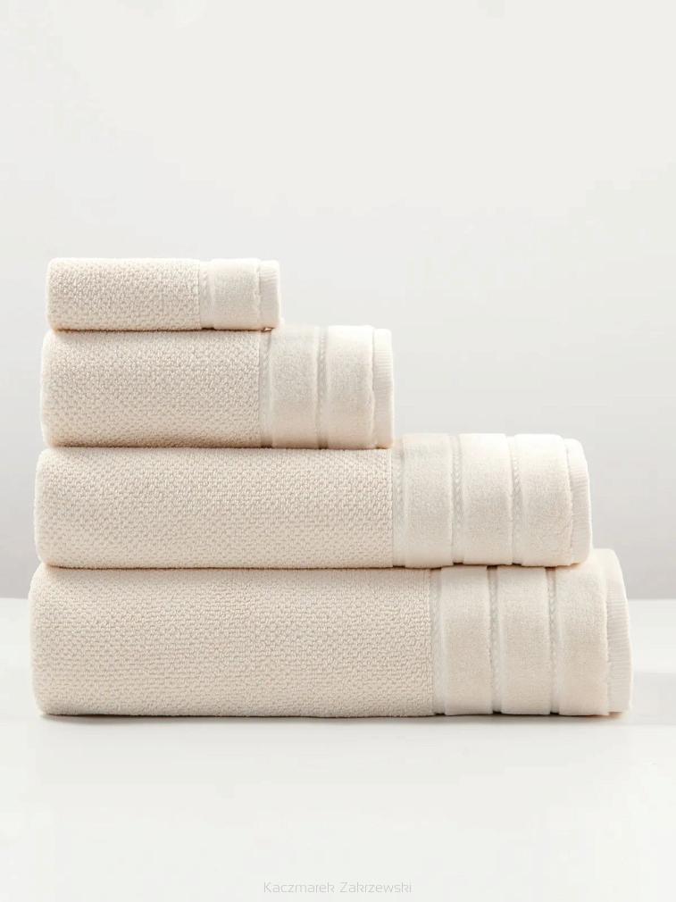 Ręcznik bawełniany o ryżowej strukturze Loren 70x140 jasnobeżowy